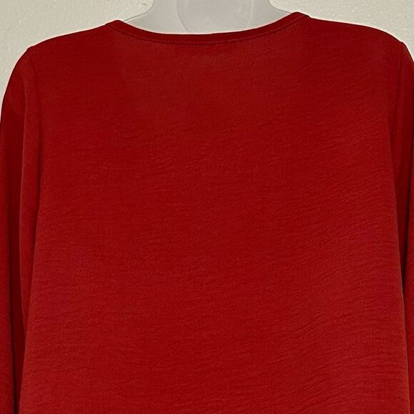Entro Blouse Women’s Small Rust Colored Balloon Sleeves Flowy Silhouette EUC - Picture 7 of 10
